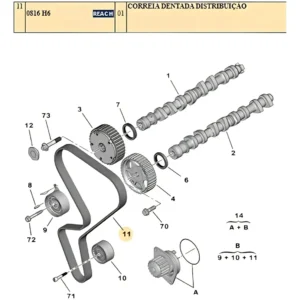 Correia Dentada Motor 1.6 16V - Citroën Aircross / Citroën Berlingo / Citroën C3 / Citroën C3 Picasso / Citroën C4 Cactus / Peugeot 2008 / Peugeot 208 / Peugeot 308 / Peugeot Partner - 0816H6 - Imagem 2