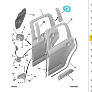 Faixa Adesiva da Coluna da Porta Traseira Esquerda - Citroën C3 2013 a 2021 - 8666FN - Imagem 4
