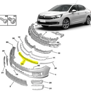 Friso Inferior da Grade do Parachoque Dianteiro - Citroën C4 Lounge de 2019 até 2021 - 98237448VD - Imagem 6