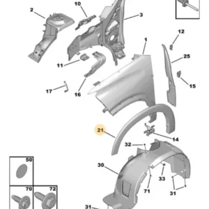 Moldura do Paralama Dianteiro Direito - Novo Citroën C3 - 98402095XZ - Imagem 6
