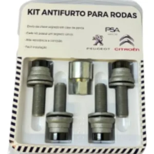 Kit Parafuso Antifurto Rodas Prateado - Peugeot 206 / 208 / 2008 / 308 / 3008 / Citroën C3 / C3 Aircross / C4 Cactus / C4 Lounge - LBRW005963 - Imagem 4