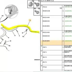 Cabo Freio Mão Secundário - Citroën C3 - 9818536880 - Imagem 5