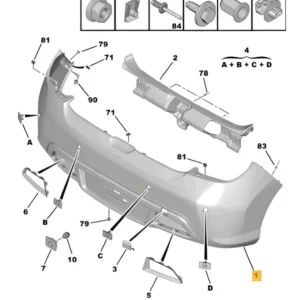 Para-choque Traseiro - Peugeot 308 - 1607796980 - Imagem 2