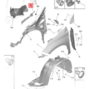 Suporte Paralama Direito - Peugeot 2008 - 9802359980 - Imagem 2