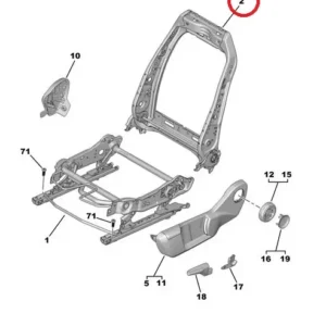 Estrutura do Encosto do Banco Esquerdo - Peugeot 208 - 9823917680 - Imagem 2